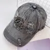 Gorra de Béisbol Lavada Estilo Coreano Bordado de Letras Vintage para Mujer, Versátil Retro Japonés de Primavera y Verano para Circunferencia de Cabeza Grande