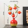Vaso Romã Enfeites Cerâmicos Vermelho e Flamejante Novo Estilo Chinês Decorações para Casa Sala de Estar Mesa de Centro Entrada Gabinete de TV