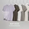 Yuyue Verano Lyocell Sencillo Manga Corta Básico Seda-Lino Adelgazante Ajuste Cómodo Forma H Transpirable Cuello Redondo Manga Corta para Mujer