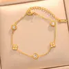 Pulsera Minimalista Floral Circular de Zirconia Japonesa y Coreana, Pulsera Exquisita de Acero de Titanio de Lujo Ligero para Mujer, Chapada en Oro de 18K, Diseño de Nicho