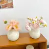 Estilo Ins Jarrón Redondo Pequeño Flores Secas Flores Artificiales Colorido Set de Botellas de Cerámica Decoración para Dormitorio Sala de Estar Mini Adornos Pequeños