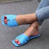 Comercio exterior transfronterizo talla grande Nuevas zapatillas para mujer de 15 colores punta cuadrada plana zapatillas con costuras de cuero sandalias para mujer
