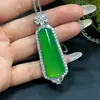 2025 Nova Colar Pingente Liso de Calcedônia Natural Inlaid com Jadesíta Jade Colar Estilo Celebridade da Internet Pingente de Calcedônia