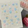 Pegatinas de Mariposa Verde Primavera para Uñas con Relieve Pegatinas de Uñas 3D a Cuadros de Tulipán Fresco Estilo Sl