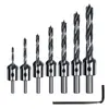 Broca Countersink Transfronteiriça 7 Peças Broca Countersink de Três Pontas para Marcenaria com Limitador de Posição Ajustável Broca Abridora de Furo Chanfrado com Haste Hexagonal