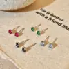 Pendientes de Plata de Ley S925 Chapados en Oro de 18K, Pendientes Coloridos de un Solo Diamante con Engaste de Cuatro Garras, Joyería para Orejas Sencilla de Alta Gama Versátil para el Uso Diario