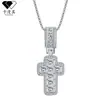 Collar con Colgante de Cruz de Diamantes Completos Europeos y Americanos, Comercio Electrónico Transfronterizo, Incrustación de Cobre y Circonia, Personalizado, Versátil, Venta al por Mayor