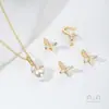 Suporte para Pingente de Colar Geométrico com Zircônia Banhado a Ouro 14K Pássaro Trevo de Quatro Folhas Coração Suporte para Pérola Acessórios de Pingente 14K