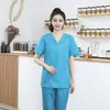 Ropa de Cirugía Oral para Hombres y Mujeres de Manga Larga, Cuello en V, Manga Corta, Ropa para Lavado de Manos en Hospital, Salud, Escuela, Salón de Belleza, Ropa para Cepillado de Manos
