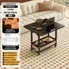 Mesa de centro móvil, mesa auxiliar, carrito pequeño vintage de madera maciza, mueble lateral para sala de estar con ruedas, mueble lateral para sofá, mesa plegable para apartamentos pequeños