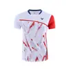 Roupa de Badminton 2024 Nova Masculina e Feminina Manga Curta Secagem Rápida Respirável Jogo de Vôlei Treinamento Tênis Esporte Top Estampado