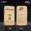ZORRO ZC11 Original Cobre Tallado a Mano Ultra Delgado Portátil Regalo Encendedor de Queroseno a Prueba de Viento con Rueda de Amoladora