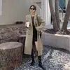 Gabardina negra, estilo largo para primavera y otoño, nueva colección 2026, estilo preppy, inspirada en Hepburn, de longitud media, corte holgado, adecuada para figuras petite