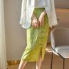 Nuevo Estilo Chino Modificado Vintage Cintura Alta Falda Cheongsam Blanca Estilo Nacional de Mujer Nicho Falda con Hebilla Falda Midi