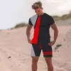 2025 nuevo verano transfronterizo Europa y Estados Unidos hombres manga corta camisa 3D conjunto de dos piezas color irregular a juego ocio deportes