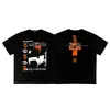 ERD Melancolia Rica Segunda Geração Estilo Americano High Street Estampa de Figura Verão Retrô Camiseta Casual Solta de Manga Curta Masculina e Feminina