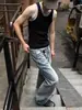Colete Esportivo Fitness Falso Duas Peças Estilo Americano em Formato de 'I' para Homens, Design de Verão em Duas Cores, Camiseta Regata Justa Sem Mangas