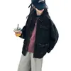 Jaqueta Feminina Primavera e Outono 2026, Jaqueta Jeans Estilosa com Pedrarias, Cardigan Casual Solto Moda Coreana para Crianças Maiores