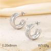 Pendientes de acero inoxidable en forma de C, estilo retro de Hong Kong, ligeros y lujosos, con diamantes sencillos que combinan con todo, pendientes avanzados en forma de C.