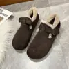 Mocasines cálidos de forro polar, fáciles de poner, con detalles de hebilla, nueva colección de invierno 2026, zapatos de algodón a la moda y cómodos de estilo coreano para mujer