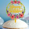 Nuevo ing plug-in acrílico transfronterizo impresión a color flores feliz cumpleaños decoración de pastel inserción de tarjeta de boda inserción de bandera para fiesta