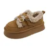 Zapatos de Algodón Birkenstock Peludos Más Vendidos 2026 Nuevo Estilo Invierno Suela Gruesa Birkenstock para Mujer Calzado de Algodón Cálido con Terciopelo Botas de Nieve para Mujer