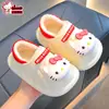 Pantuflas de algodón de invierno para niños Sanrio, unisex, cálidas y forradas de felpa, impermeables, con diseño de Kuromi, estilo bebé con talón cerrado