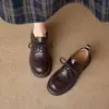 Zapatos de Cordones Negros de Piel Suave para Mujer, Nuevos Zapatos de Vestir Estilo Británico Primavera y Otoño 2026 para Combinar con Faldas, Mocasines de Suela Gruesa