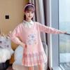 Falda Sudadera de Dos Piezas Falsas para Niñas Primavera y Otoño Falda para Estudiantes de Primaria y Secundaria Sudadera para Niños Falda Vestido Holgado de Manga Larga Ropa para Niños