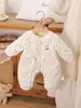 Mameluco Acolchado de Conejito Floral de Invierno para Bebé, Abrigo de Algodón para Bebé, Pelele Cálido Forrado de Felpa, Conjunto de Salida para Recién Nacido