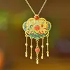 Atmósfera Marea Nacional Xiangyun Fénix Borla Ruyi Colgante Collar Incrustado de Plata de Ley S925 Estilo Nacional para Madre Lujo Ligero