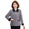 Elegante abrigo corto para madres, para otoño e invierno, pelo sintético de visón, ropa para mujeres de mediana edad y mayores, top de lana a cuadros