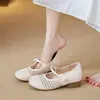 Zapatillas de Verano 2026 para Mujer, Nuevo Estilo, con Aumento Interno de Altura, Puntera Cerrada, Sandalias Mary Jane con Patrón Tejido Calado
