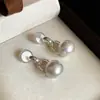 Brincos de Pérola Estilo Ouyang Nana, Luxo Acessível e Brincos de Alta Qualidade, Presilhas de Brinco Disco Espiral, Brincos para o Dia a Dia Sem Furo para Mulheres