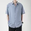 Camisa de Manga Curta para Homens, Novo Estilo de Verão, Estilo de Hong Kong, Moderna, de Alta Qualidade, Solta, Camisa de Tamanho Grande, Top Casual da Moda Masculina