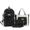 Mochila Escolar para Estudante Estilo Pequeno Fresco Estilo Campus Mochila da Moda Conjunto de Quatro Peças Estilo Coreano Casual Leve Mochila para Viagem e Computador