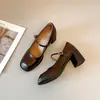 En Stock~ Zapatos Mary Jane Retro Cuadrados Pequeños con Tacón Grueso para Mujer, Nuevo Estilo Francés Primavera 2026 Tacones Altos de Correa Única