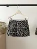 Falda Corta de Animal Print de Cordero Juguetona con Estampado de Leopardo Ceñida a la Cadera Línea A Otoño Temprano Retro de Cintura Alta para Mujer