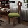 Cadeira de Jantar Vintage em Madeira Maciça Estilo Francês, Cadeira com Encosto de Designer Meio do Século, Cadeira para Toucador de Quarto Estilo Wabi-Sabi, Cadeira Chave