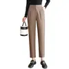 Pantalones cigarette cropped hechos a medida para primavera y otoño 2026, de tiro alto, con pinzas delanteras, corte holgado, adelgazantes, de pierna recta, adecuados para ir al trabajo