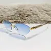 Estilo Metal Fronterizo Moda Ins Europea y Americana Gafas de Sol Ojo de Gato para Mujer Gafas de Sol Sin Marco de Alta Gama Patas Roscadas Personalizadas