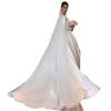 Comercio Exterior Amazon Vestido de Novia 2026 Novia Cuello Redondo Manga Larga Sencillo Retro Satín con Cola Vestido de Novia