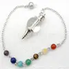 Joyería transfronteriza gema natural Cristal péndulo espiritual en forma de giroscopio cuentas de 18 mm 7 colores piedra energética colgante de péndulo