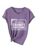 Gentileza muda loja independente Amazon Wish camiseta feminina confortável e versátil de manga curta com decote V