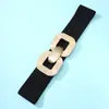 Cinturón Elástico de Cintura Ancho Decorativo Versátil para Mujer, Cinturón Negro, Transfronterizo Europeo y Americano