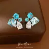 Pendientes Cuadrados de Zirconia Gota de Agua Aguja de Plata, Únicos y Elegantes, Pendientes Minimalistas de Nicho, Pendientes de Lujo Ligero de Gama Alta al por Mayor
