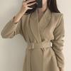 Otoño e Invierno Nuevo Comercio Exterior Estilo Británico Moda Tendencia con Cordones Ajuste de Cintura Elegante Versátil Blazer para Mujer Venta al por Mayor