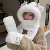 Gorro Bufanda de Invierno para Mujer Todo en Uno Engrosado Cálido Felpa Protección para Orejas Mostrando la Cara Lindo Ciclismo Resistente al Viento Bufanda de Cuello Gorro