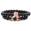 Accesorios Transfronterizos Explosivo Microincrustado Circonita Cabeza de León Microincrustación Corona Pequeña Negro Brillante Mate Traje Pulsera