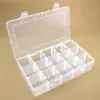 Caixa de armazenamento grande de plástico transparente transparente com 15 compartimentos, removível, para peças, componentes, joias, equipamentos de pesca, organizador de embalagem, caixa de PP